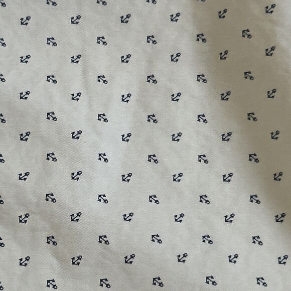 J Crew Always Shirt Mens Large 100% Cotton Anchor Print Cream - Picture 9 of 10